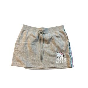 Hello Kitty Lounge Skirt Heather Gray‎ Striped Trim Drawstring Waist Size L